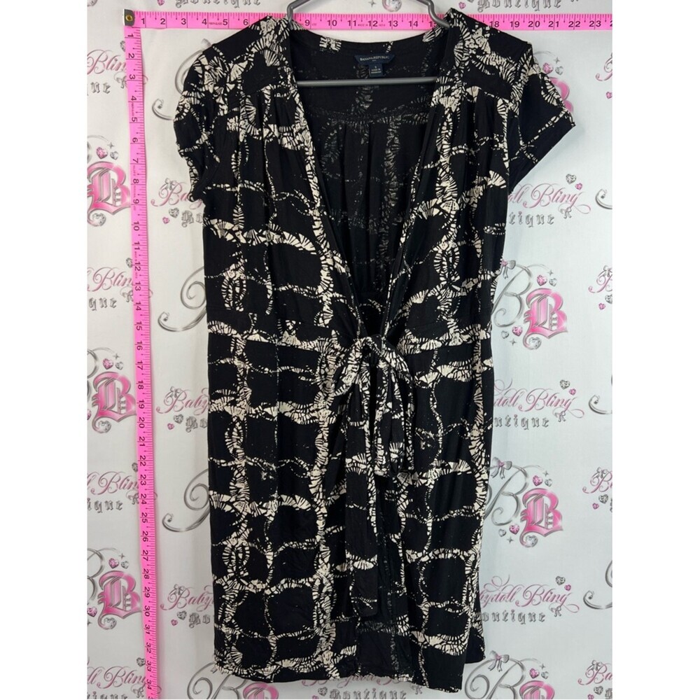 Banana Republic dress tie up front detail Black and Cream Knot Front Dress